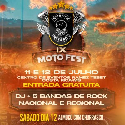 Imagem da notícia Com muito rock, bandas nacionais, regionais e cover de Raul Seixas prometem agitar Motofest de Costa Rica